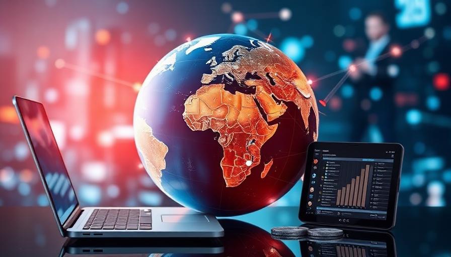 Globe with laptop and tablet for earning money online