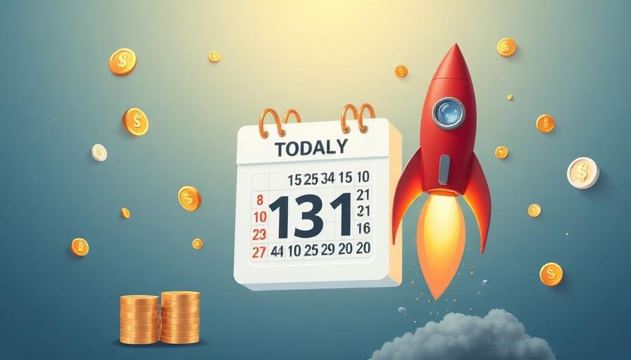 Calendar with today marked and rocket with coins for fast earning